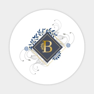 B, blue and gold initial monogram. Magnet